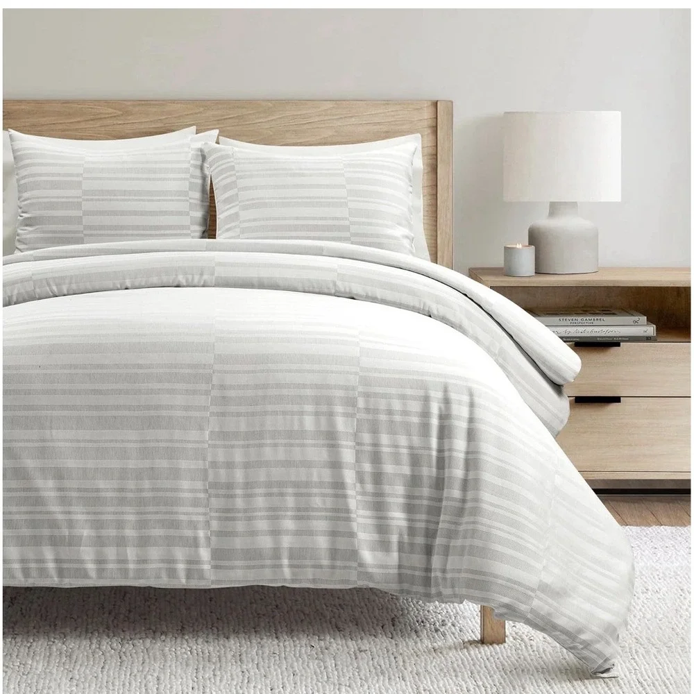 Lush Decor Sawyer Modern Broken Stripe Duvet Cover Set 3 Piece Set Full/queen